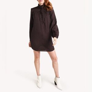 FRAME Party Heart Print Long Sleeve Silk Dress In Noir Multi Medium